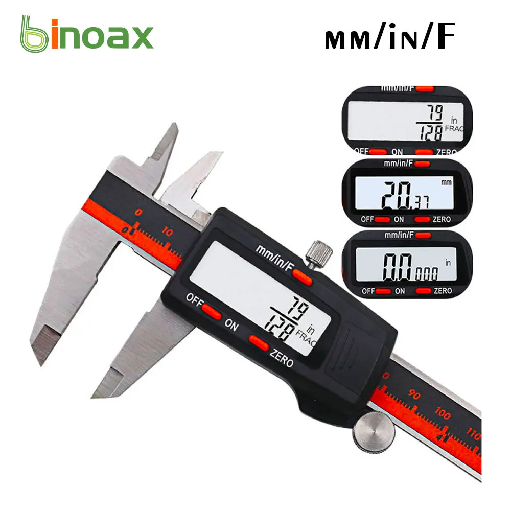 Binoax Stainless Steel Digital Display Caliper 150mm Fraction MM Inch High Precision Stainless Steel LCD Vernier Caliper