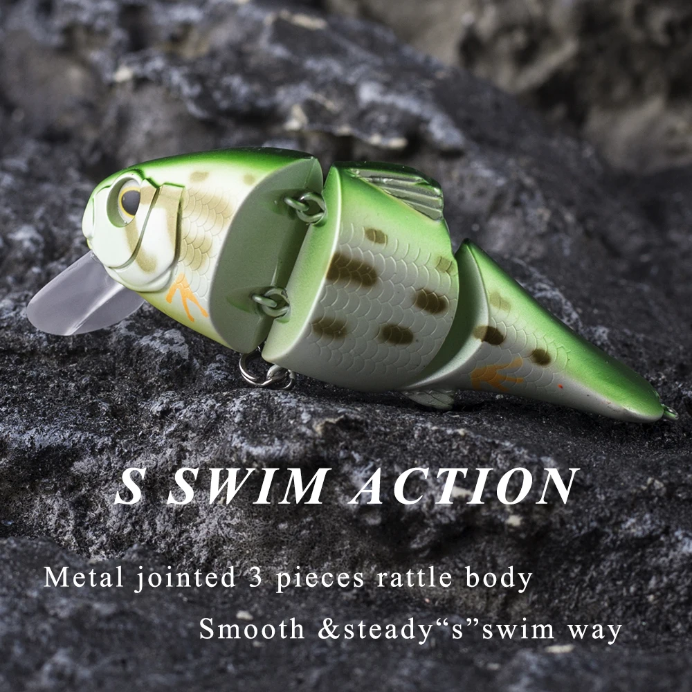 Chans Huang 7,5 cm 10,2g/2,95 Zoll 0,36 Unzen schwimmender Vib Swimbait 2 Gelenke Bass Barsch Forelle Angeln lockt künstlichen Segment Köder – Detail 10