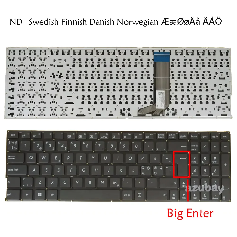 Teclado noruego sueco, finlandés, danés, para Asus Z550 Z550SA Z550MA A556U A556UA A556UB A556UF A556UJ A556UR A556UV X556U