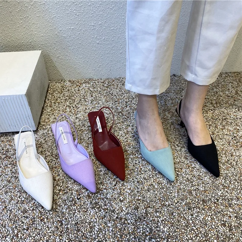 

New Style Fashion Pointed Toe Stiletto Heel Shallow Mouth Sandal Summer Sexy Elegant Casual Stiletto Women's Shoes Zapatos Mujer