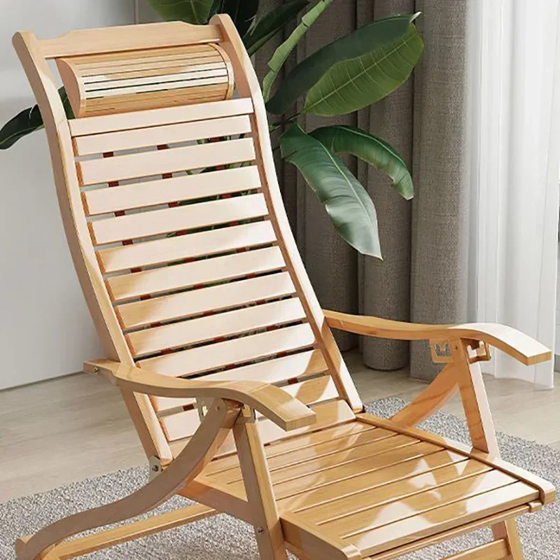 Relaxing Recliner Leisure Home Bamboo Rocking Chair Adult Balcony Relax Armrest Folding Bed Living Room Sedie Home Furniture