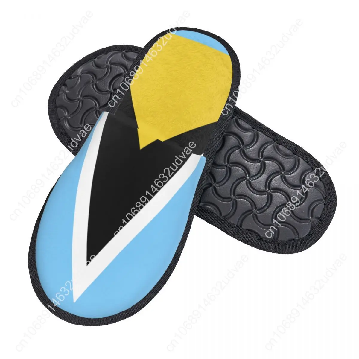 Flag Of Saint Saint Lucia Slipper For Women Men Fluffy Winter Warm Slippers Indoor Slippers