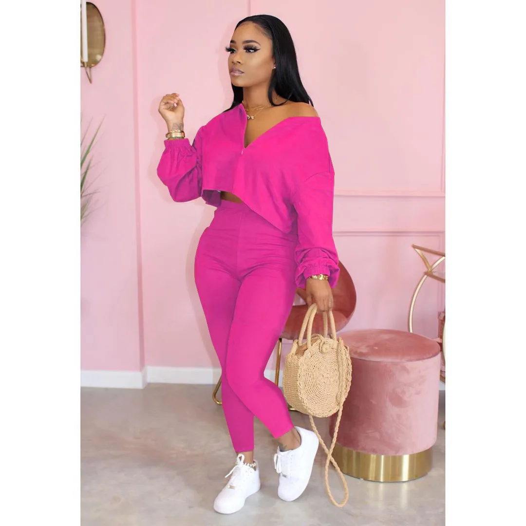 Autumn Ladies Plus Size Tracksuit Outfits Solid Color Elegant Casual Long Sleeve Pullover High-Waisted Fashion 2 Piece Pants Set