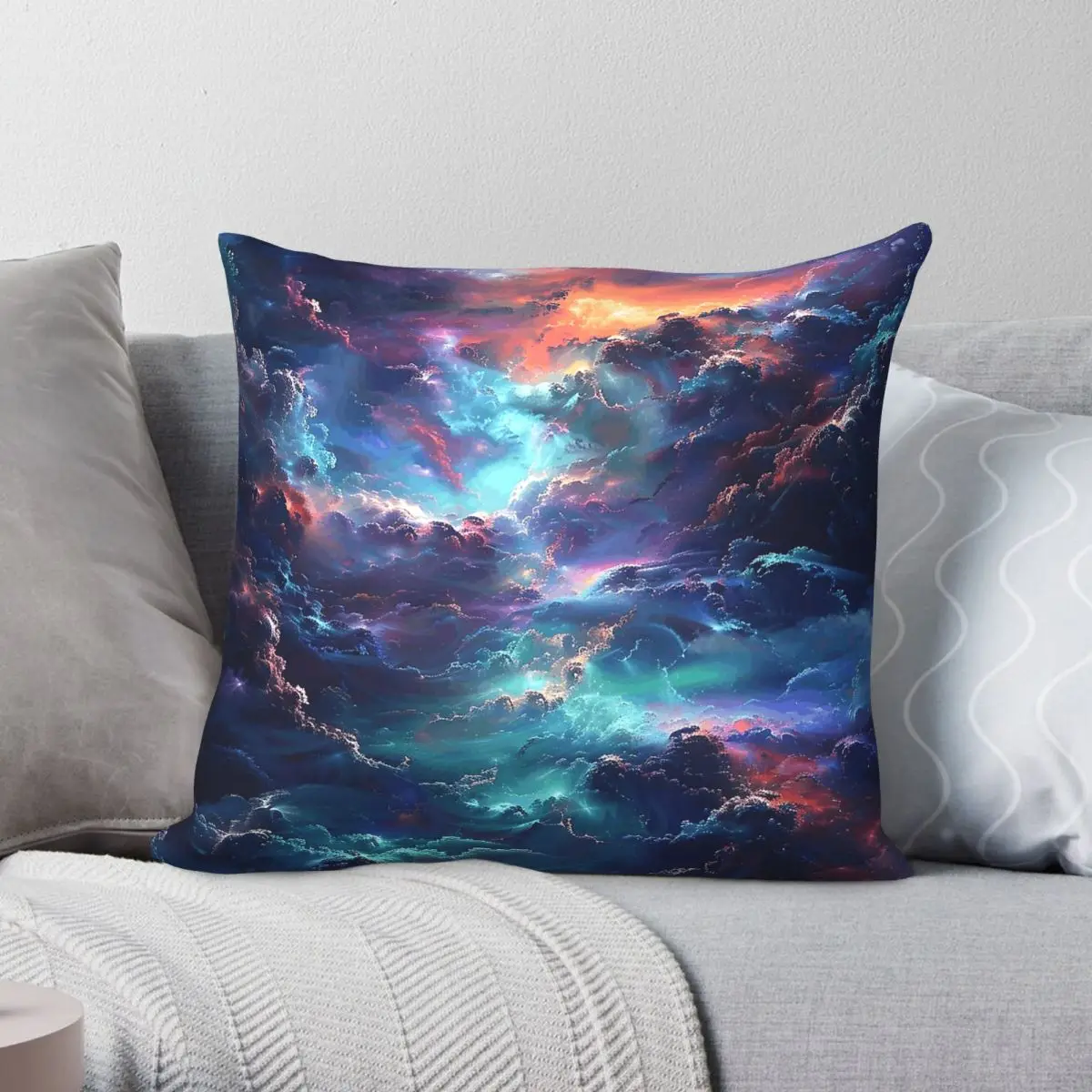 Purple Pastel Dreamscape Sky Pillowcase Polyester Linen Velvet Creative Zip Decor Car Cushion Cover