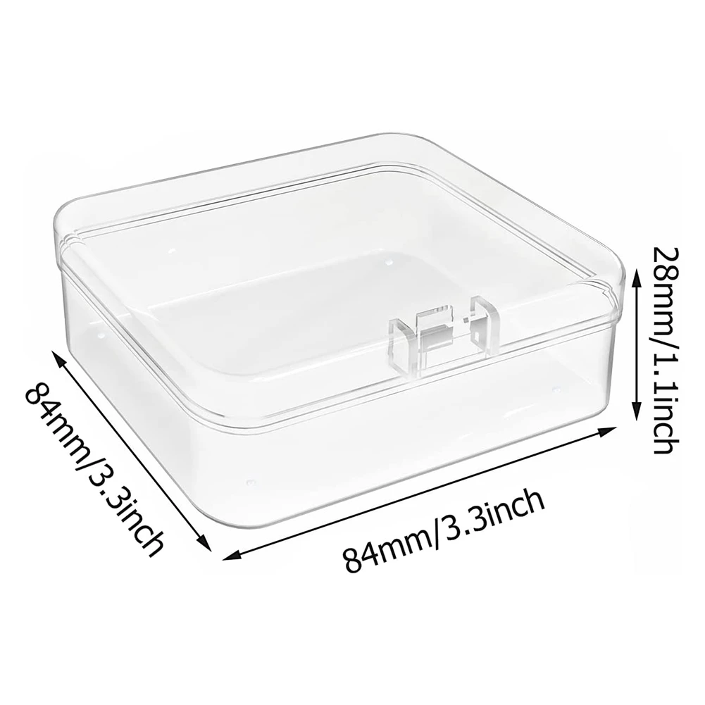 24 Pcs Mini Plastic Storage Containers Box, 3.3X3.3 Inches Empty Hinged Box, for Jewelry, Hardware, Game Pieces, Crafts