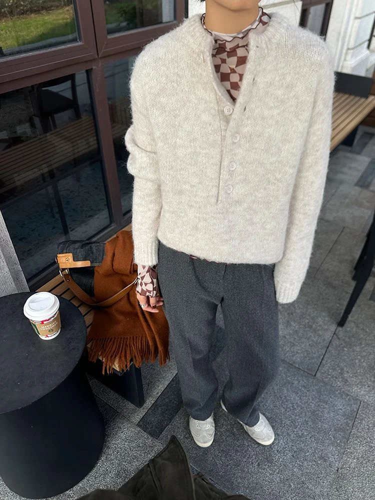 French Vintage Sweater Women Streetwear Button Loose Casual Lazy Wind Pullovers Autumn Winter Soft Harajuku Long Sleeve Jumpers