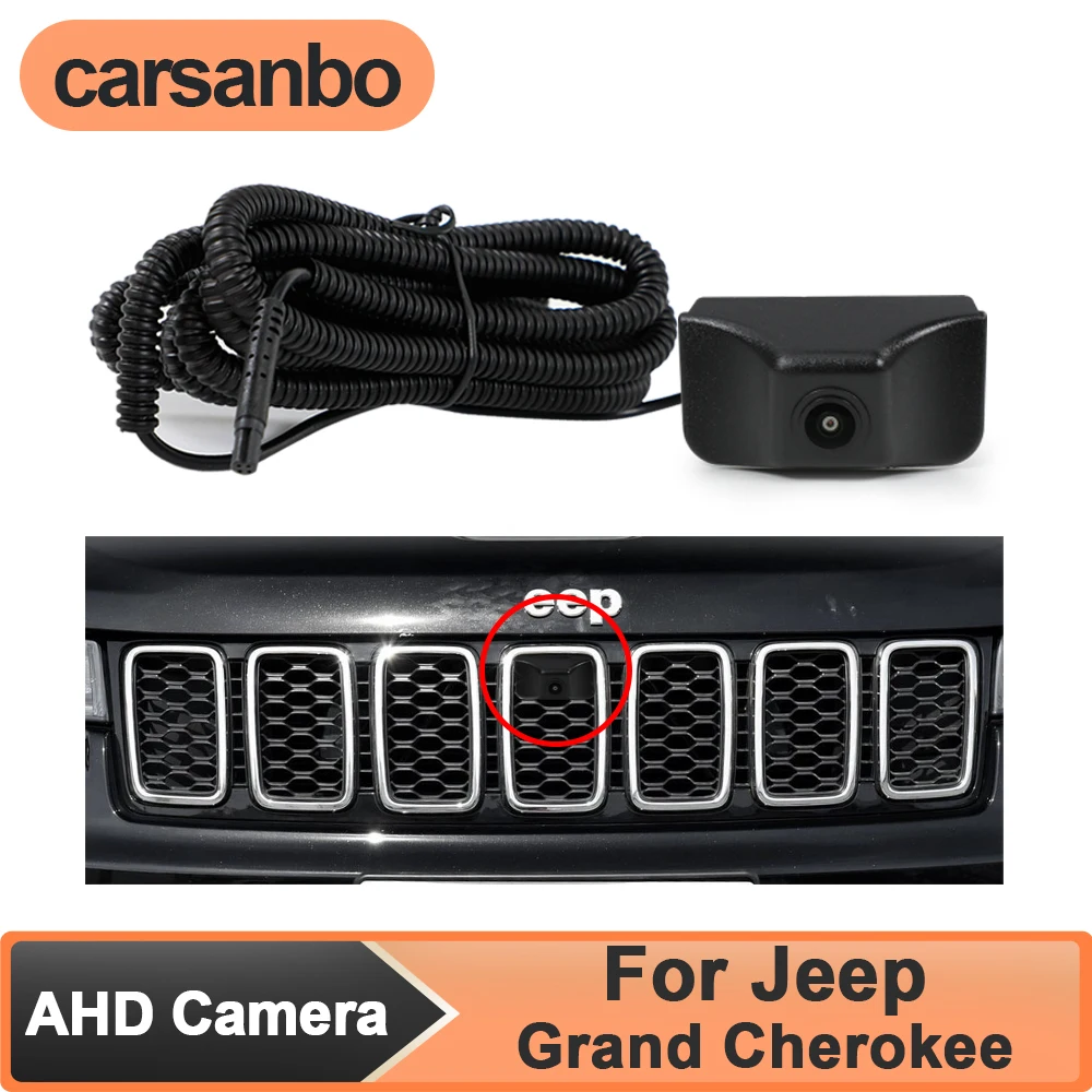 

Carsanbo AHD 1080P Car Front View Camera for Jeep 2016/2017/2018 Cherokee/Grand Cherokee Night Vision 150° Fisheye Waterproof