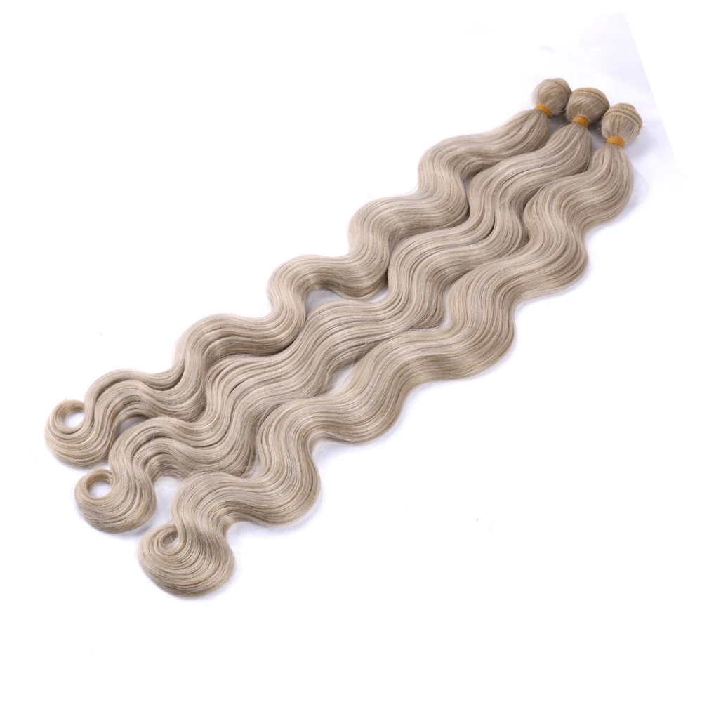 Bellqueen 26 Inches Body Wave Hair Bundles Synthetic Paquete De Pelo Sintético Tissage Blonde Hair Weaving Extension