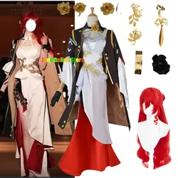 Honkai Star Rail Cosplay Costume Game Honkai Himeko Cosplay Costume Sexy Evening Dress For Woman Red Buckle Cospaly Wig