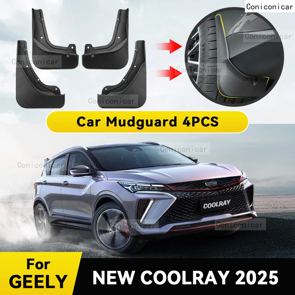 

Car Fender Mud Flaps For GEELY NEW COOLRAY 2025 Splash Guards MudFlaps Front Rear Wheel Mudguards 4pcs Auto Accessories