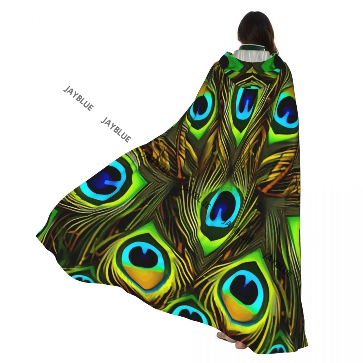 الكبار عباءة الرأس مقنعين الطاووس ريشة نمط القرون الوسطى زي الساحرة ويكا مصاص دماء قزم بوريم كرنفال حفلة #1