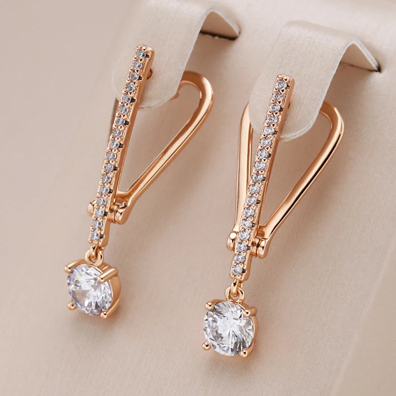 Kinel einzigartiges Design natürliche Zirkon Tropfen Ohrringe für Frauen Mode Roségold Farbe täglich feinen Schmuck romantischen Kristall Geschenk