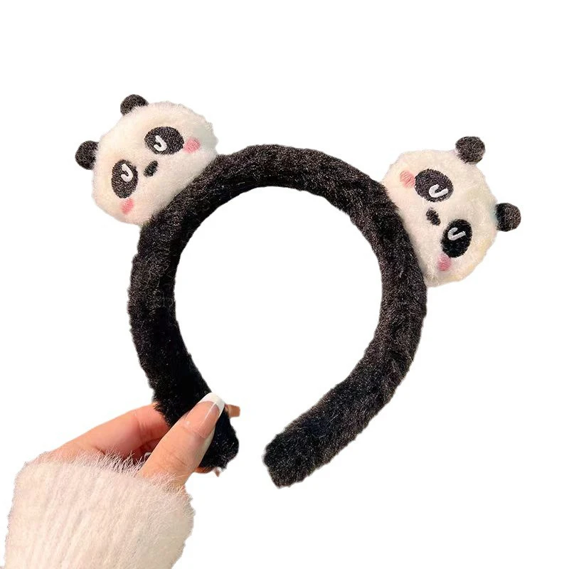 AISHG Cute Panda Hair Bands Women Face Wash Special Non-slip Headband Cartoon Plush Wide Edge Headband Girls Hair Accessories