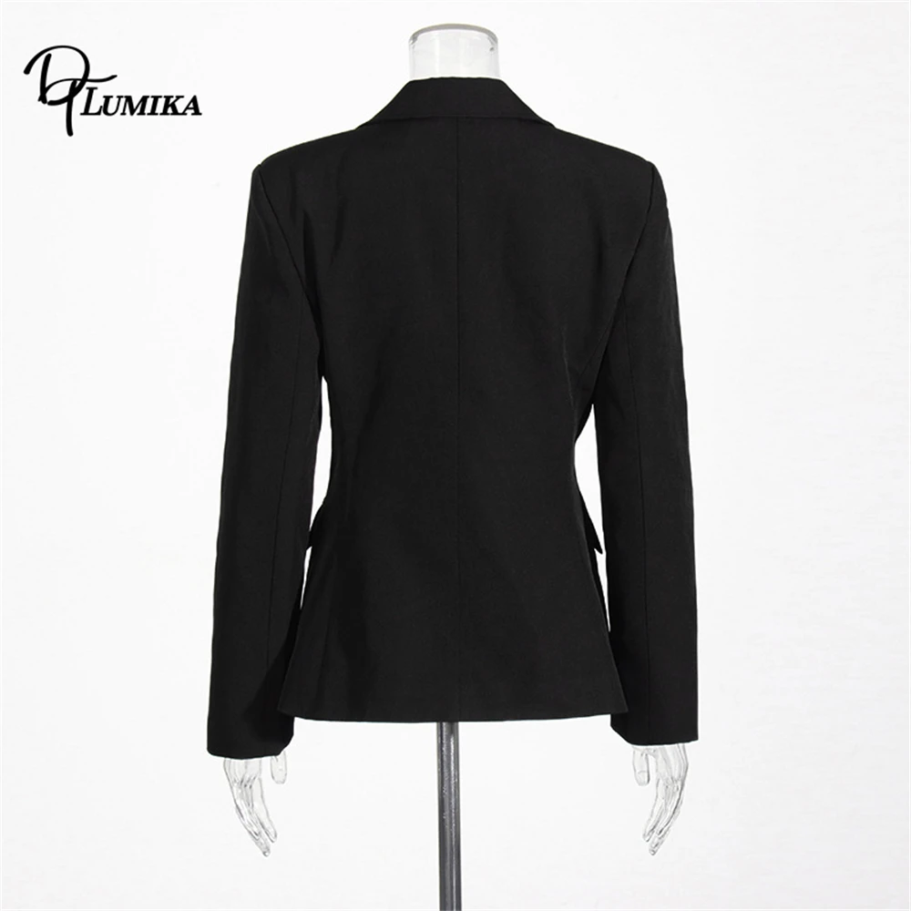 سترة DTLumika سوداء للنساء، سترة بدلة مطرزة بالترتر الزهري، ملابس خارجية رسمية/غير رسمية بقصة ضيقة #4