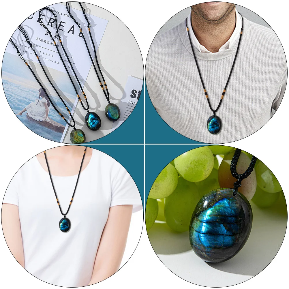 

1Pcs Simple Moonstone Necklace Natural Stone Pendant Delicate Neck Chain Elegant Fashion Accessory Hand-Woven Style Necklace