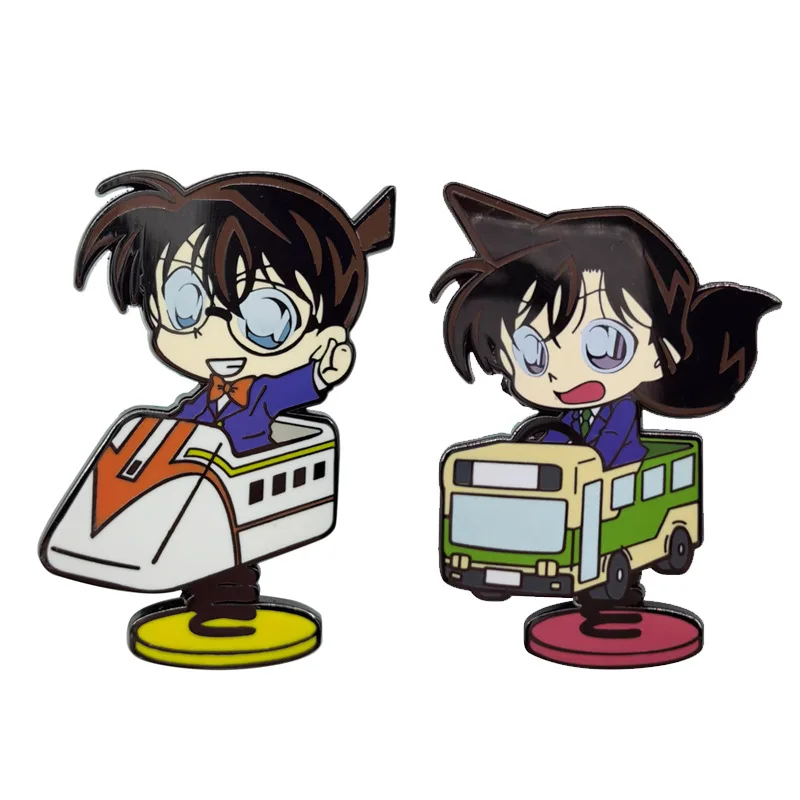 

1pcs Detective Conan Brooch Xiaolan Kudo Shinichi Metal Animation Second-dimensional Badge Pins