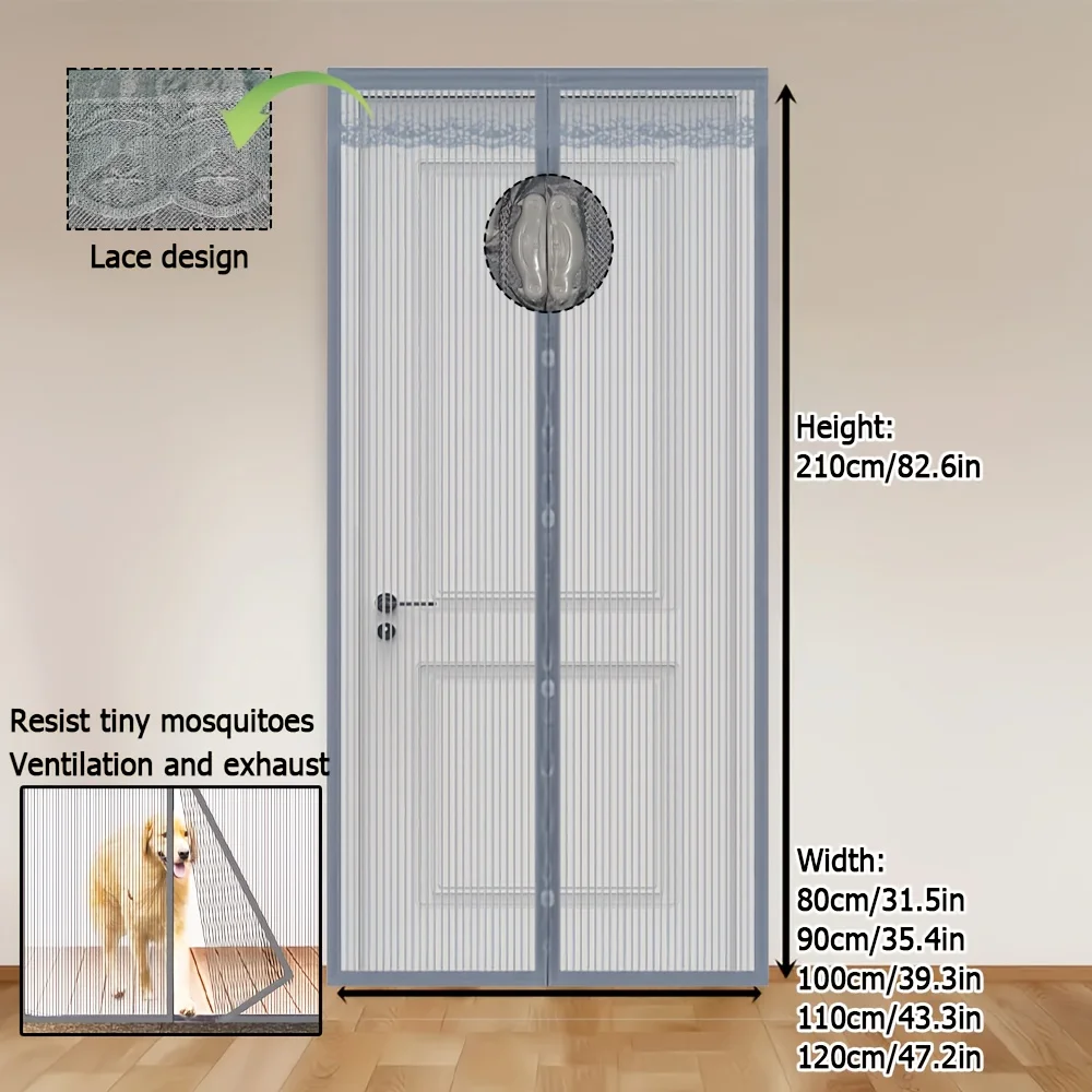 Summer Magnetic Mesh Door Curtain, Anti Mosquito Insect Fly Screen Curtain for Kitchen Living Room Bedroom