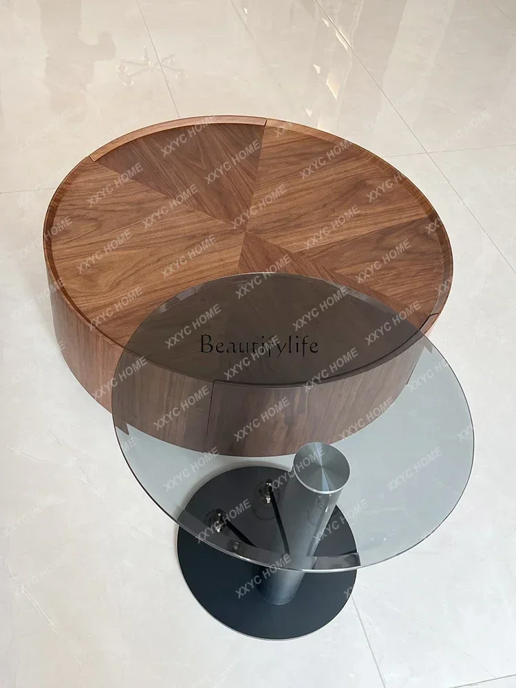 NN Medieval walnut pattern coffee table living room minimalist storage coffee table table