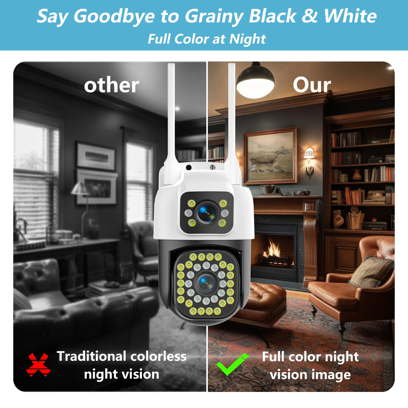 8MP Dual Lens IP Camera  Wifi Surveillance Camera PTZ Auto Tracking Security Protection Video ONVIF Security CCTV Camera YOOSEE