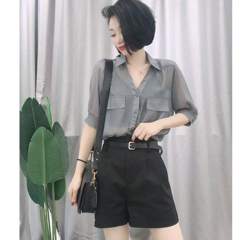 100% 린넨 프린트 셔츠 및 블라우스 여성용, 통기성 반팔 라펠 꽃 셔츠, 빈티지 의류, 가을 여름
