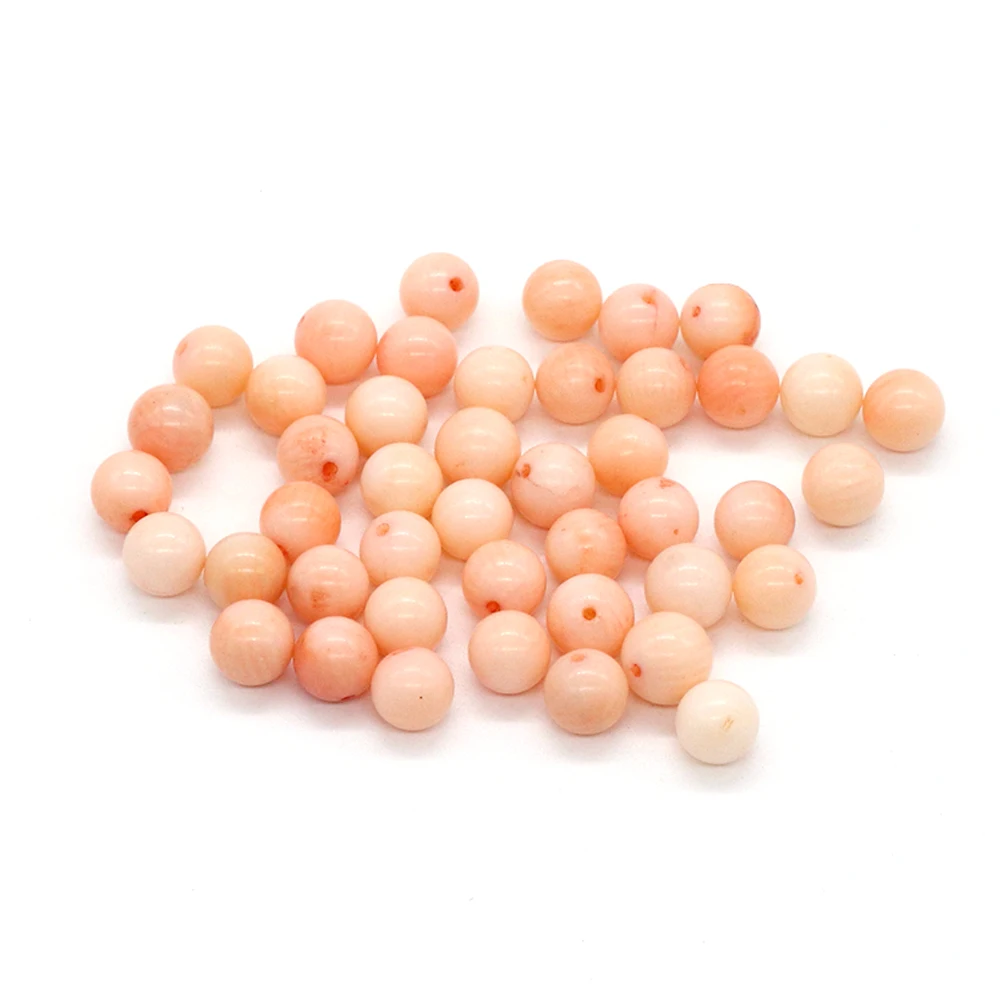 Natural Pink Coral Gem Stone Bead 4mm Half Drilled Hole Loose Beads for Women Jewelry Making DIY Charms Stud Earring Accessories