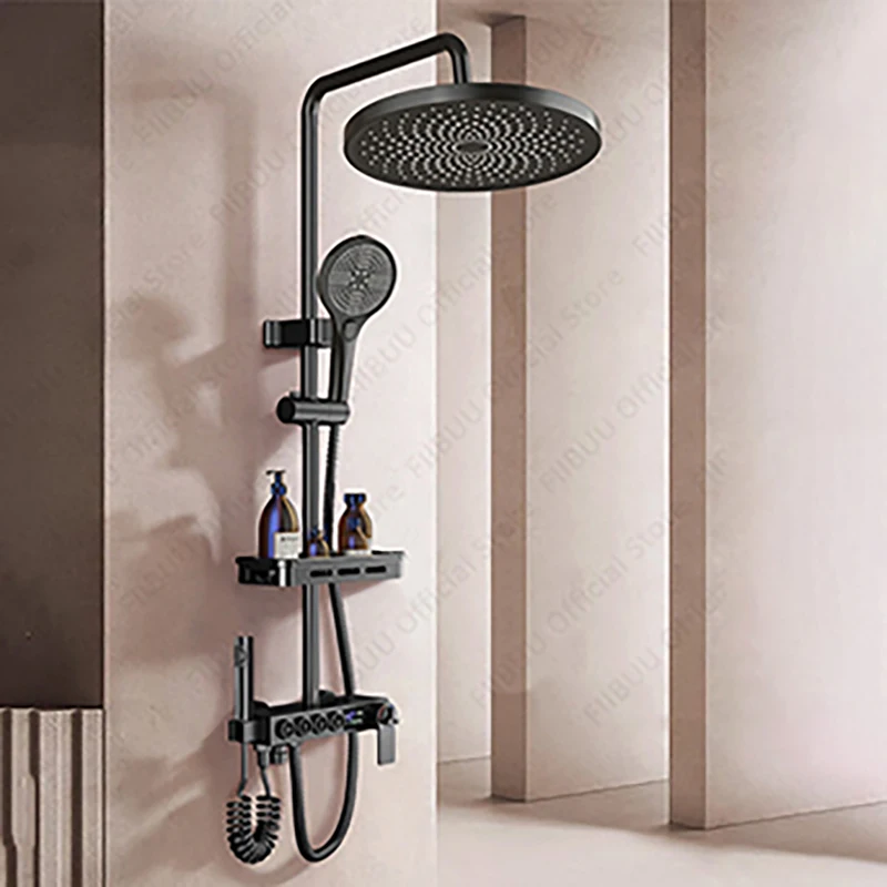 

Multifunction Adjustable Shower Set Rain Shower System Waterfall Surround Shower Head Combo Handheld Spray Bathroom Accessories
