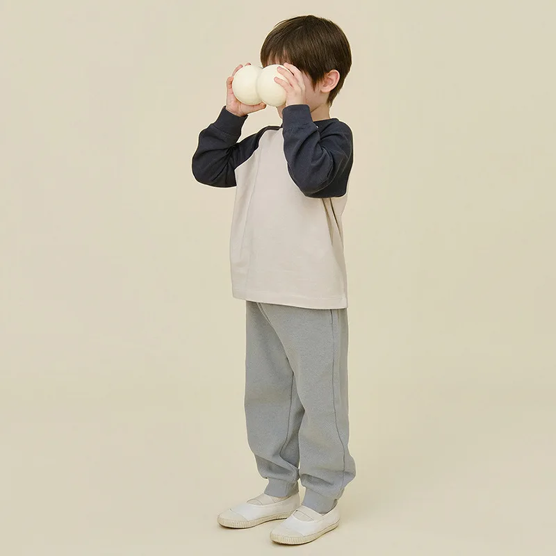 Boys Cotton T-Shirt 2026 Autumn Winter Horizontal Stripes Long Sleeve Round Neck Children Casual Top