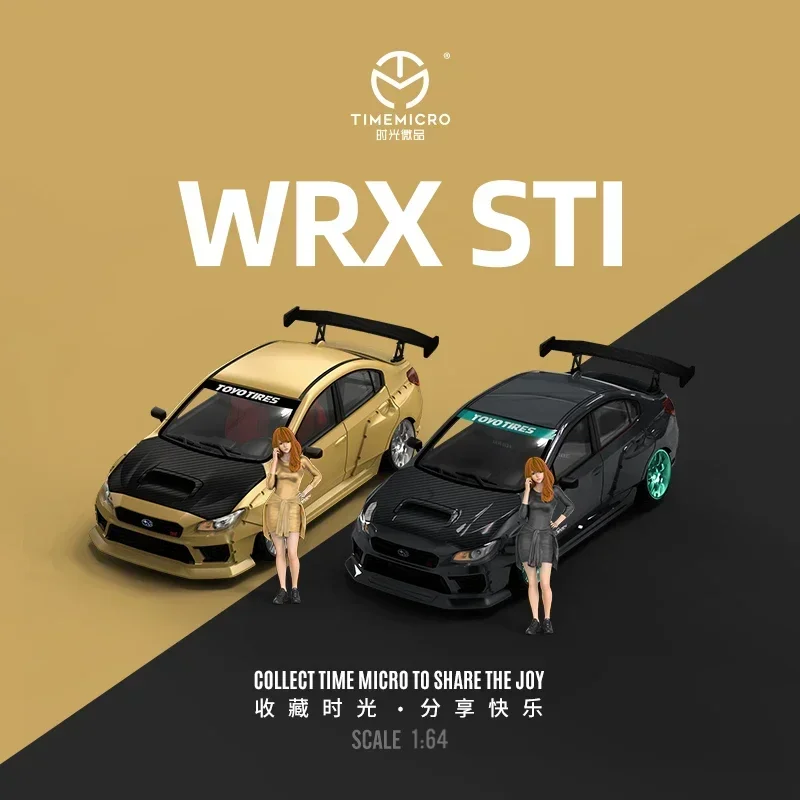 TIME MICRO 1:64 WRX STI Gold / black Carbon Cover Diecast Model Car