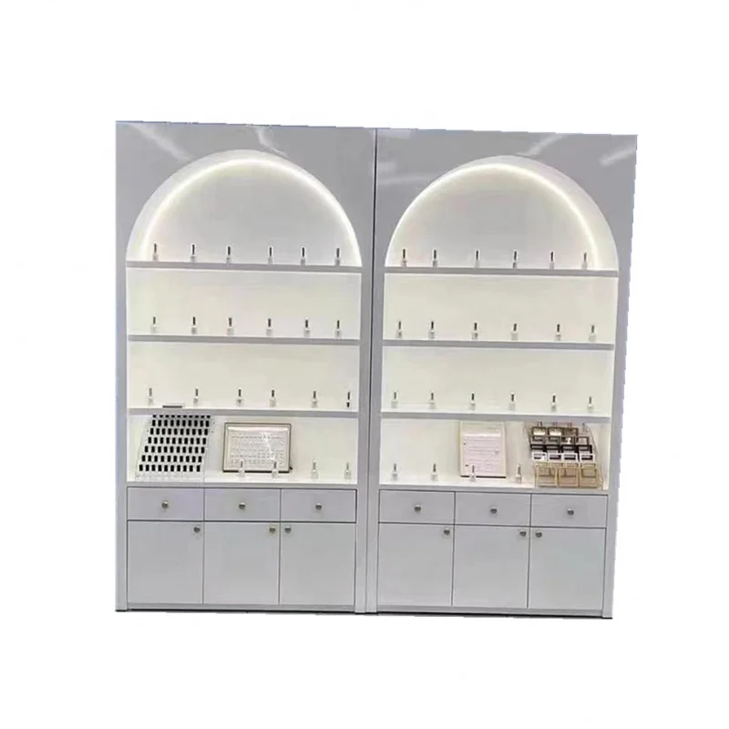 custom.Modern Cosmetics Display Cabinet Nail Polish Cabinet Beauty Salon Display Cabinet with Light