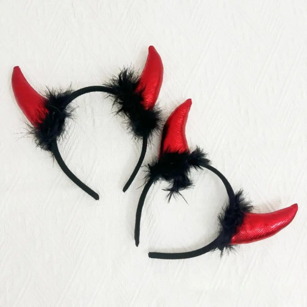 Rotes Kostüm Teufelshörner Stirnband Haarschmuck Halloween Party Halloween Haarband Dekorationen Goth Glitzer Stirnband Kinder