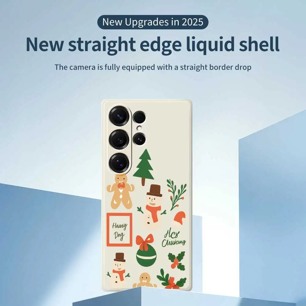 Чехол для телефона в рождественском стиле для Samsung Galaxy S25 S24 S23 S22 S21 S20 Ultra Plus S24FE S23FE S22FE S21FESicone Soft Cover Capa