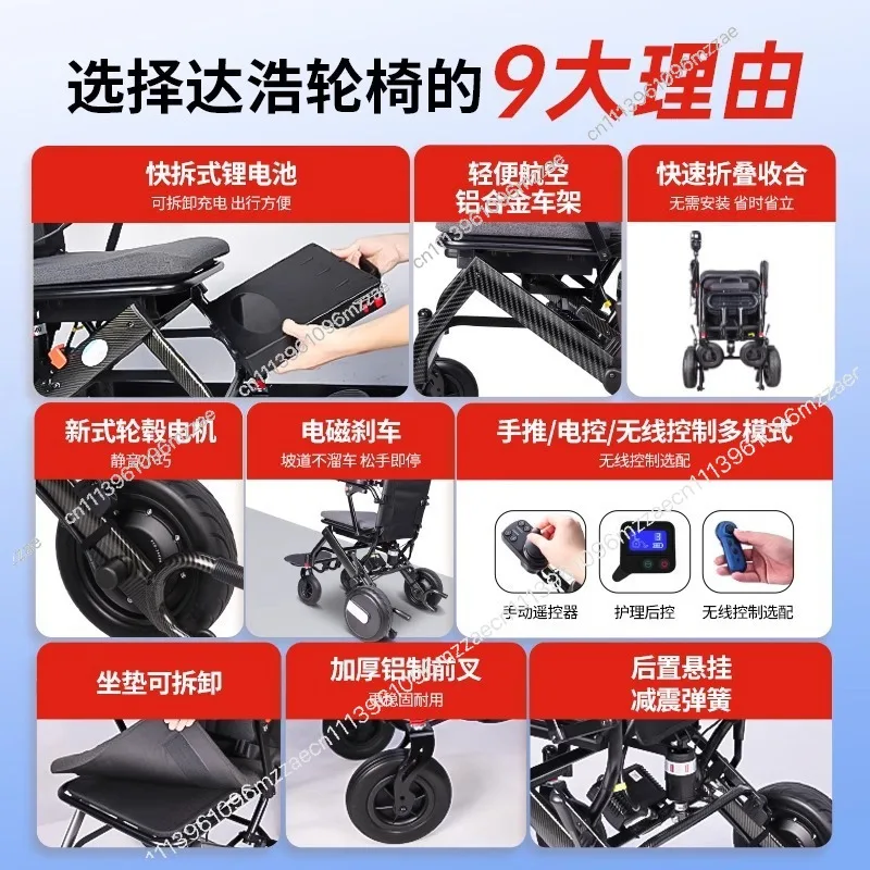 

Portable Foldable Lightweight Electric Wheelchair Intelligent Automatic for Elderly Disabled Adults