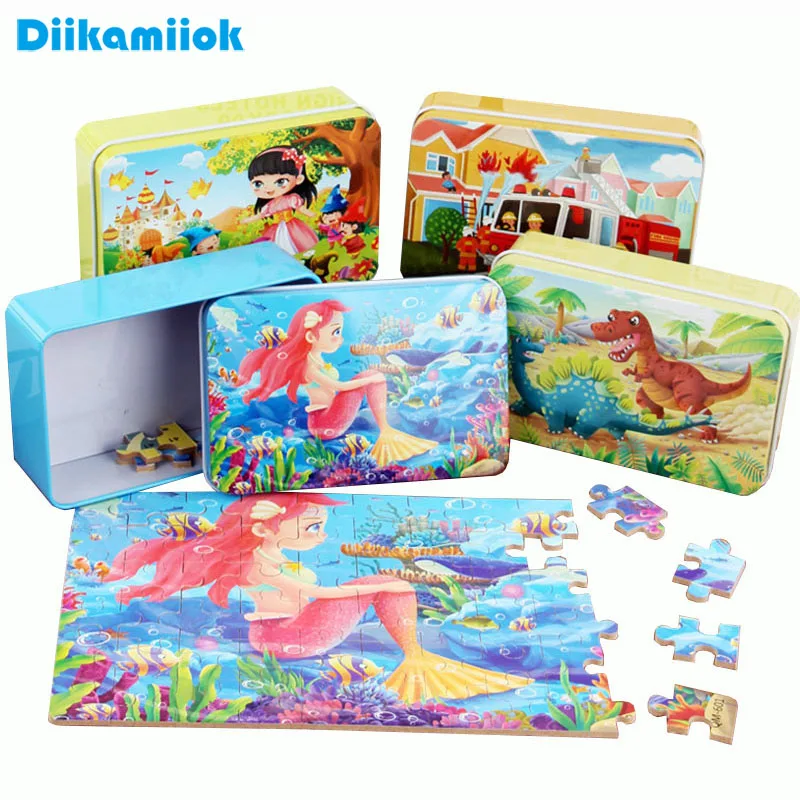 60 Pieces Puzzles Montessori Games for Kids Educational Toys Children Cartoon Vehicle Marine Animal Jigsaw Puzzle