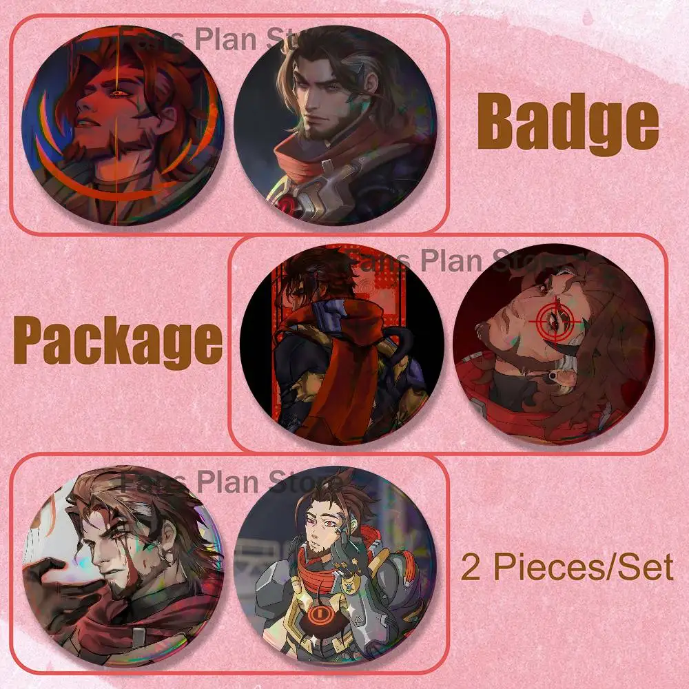 Emre O-Overwatch 2-piece Set Pins Backpack Clothes Jewelry Accessories Cartoon Round Brooch Button Badge Fans Collection Gifts