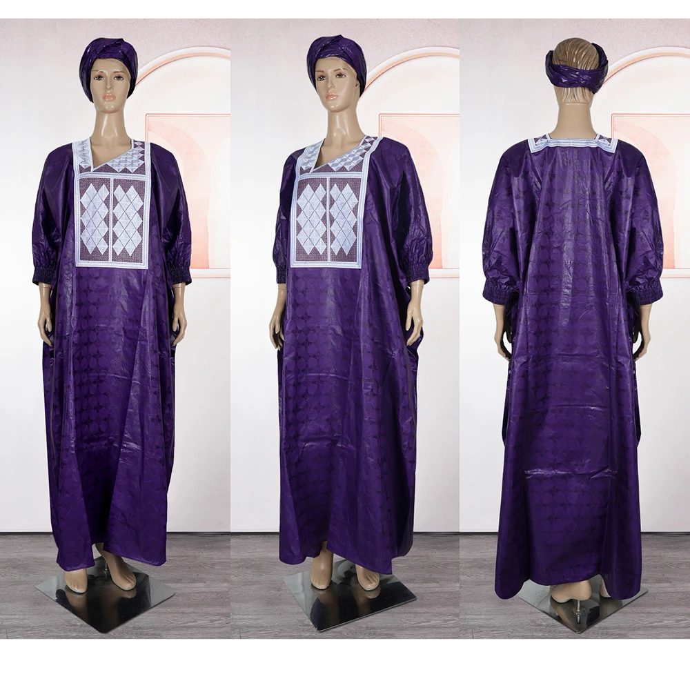 Plus Size African Clothes for Women 2025 New African Dashiki Ankara Bazin Riche Design Wedding Party Dresses with headscarf