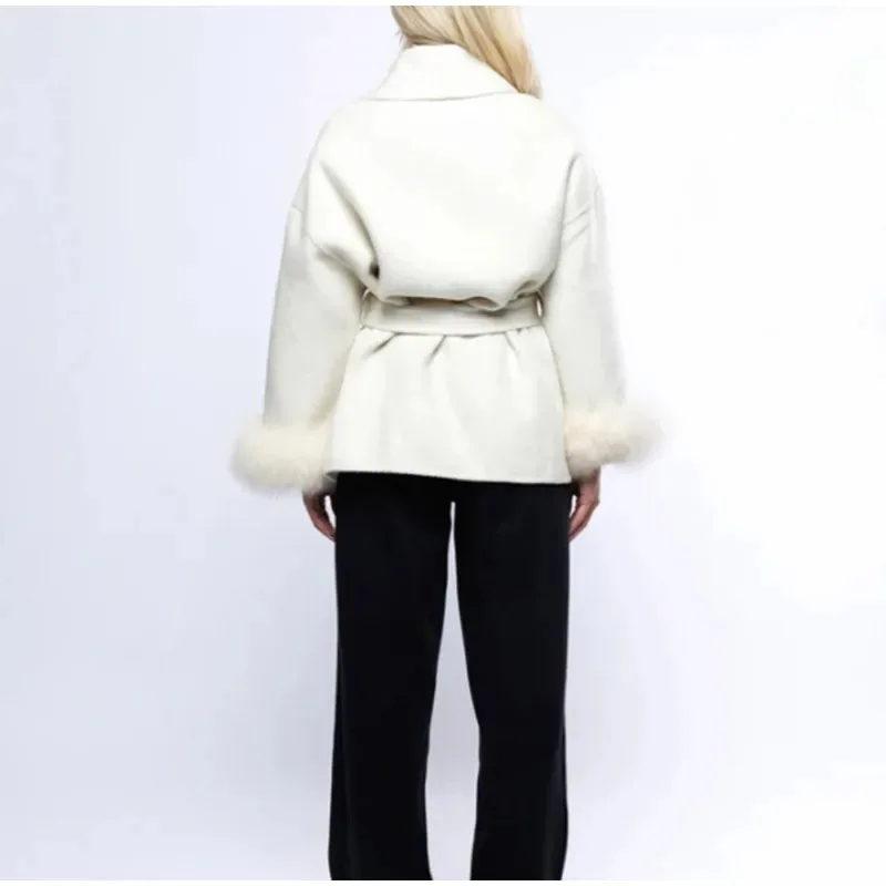 2025 Autumn and Winter Women's Comfortable and Casual Fashion Lapel Belt Long Sleeve Warm Jacket Coat