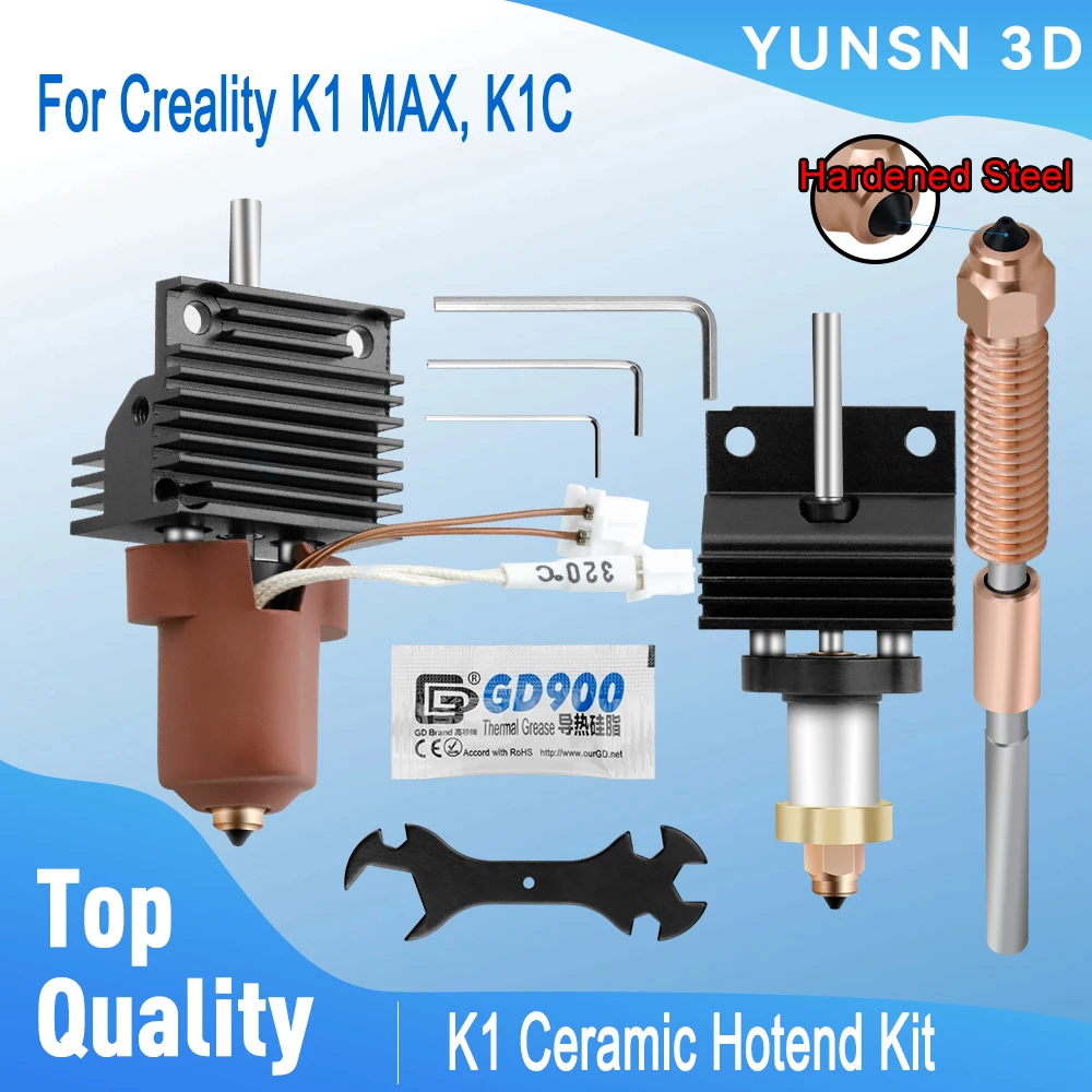 

K1 Ceramic Hotend Kit -Quick Swap Nozzle, All-Metal Integrated Extruder Hot End Replacement for Creality K1 MAX, K1C 3D Printer