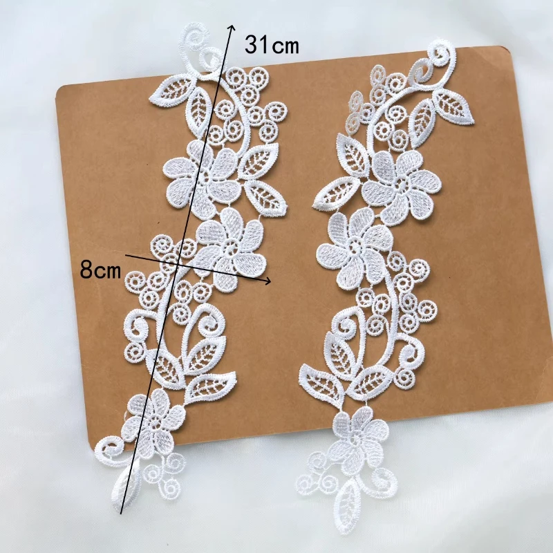 4Pcs/Set Vintage Black Flower Embroidery Lace Appliqued Fabric Jacquard Ribbon Lace Fabric Sewing Trims Patch Scrapbooking