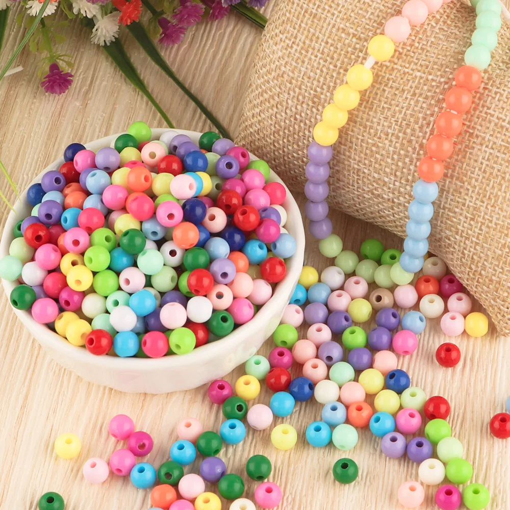 200-500pcs 6MM Small-size Colorful Acrylic Round Beads DIY Handicrafts For Jewelry Making Ornament Bracelet Necklace