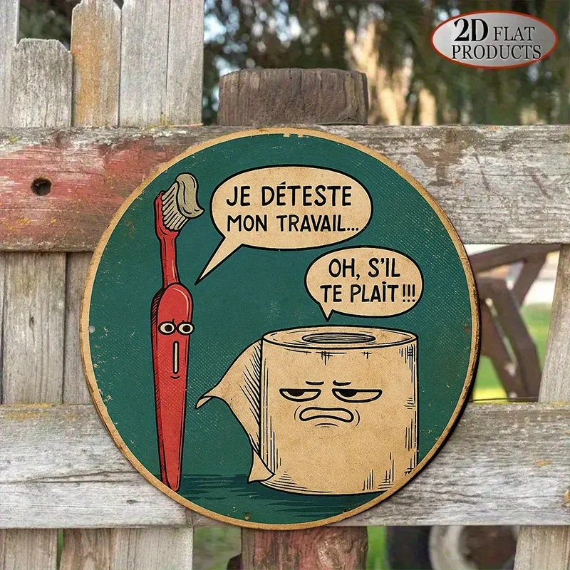 Funny French "I Hate My Job" Aluminum Wall Art, Work Humor, Gift for Coworker Friend, Office Cafe Study Decor, Hot Selling Gift