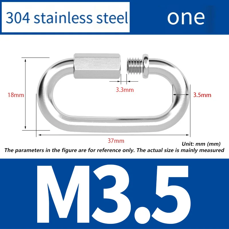 암벽 등반 카라비너 체인 버클, 304 스테인리스강 퀵 링 연결 링, 활주로 버클, M3.5 M4 M5-M14, 커넥터 1 개