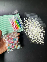 50pcs Lovely Fresh Daisy Pattern Candy Packaging Opp Self-sealing Bags, White Flower Printed Small Gift Packaging Decorative Bag