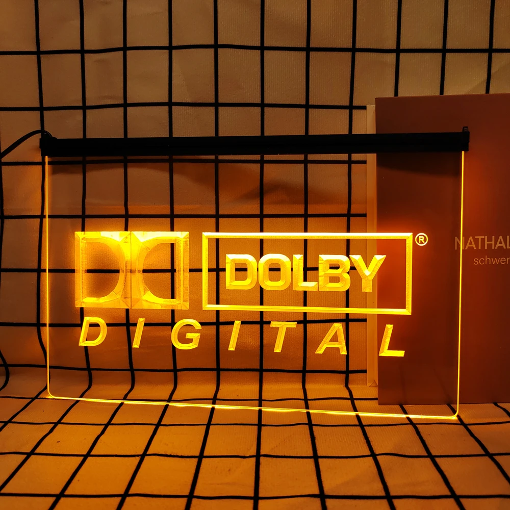 Dolby Digital-Retro LED Neon Sign Home Decor with Vintage Plaques and Posters for Room Office Farmhouse