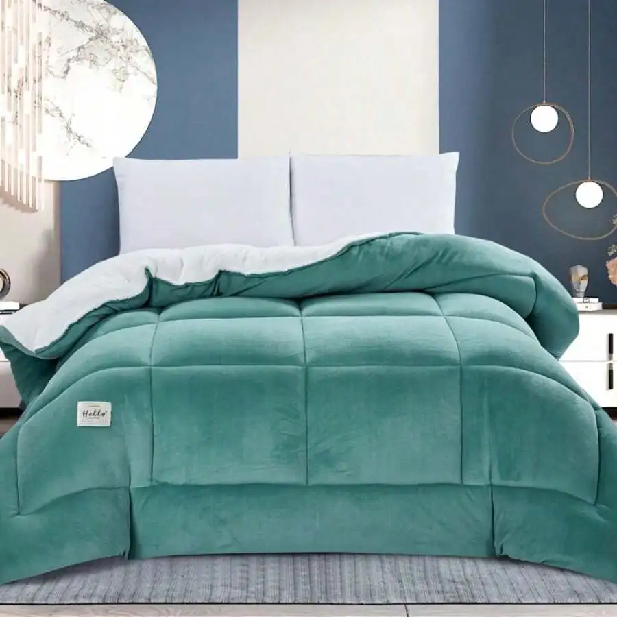 1 Set Thick And Soft Comforter - All Season Quilted Ultra Breathable, Box Stitch Solid Color Comforter, Machine Washable Bedroom
