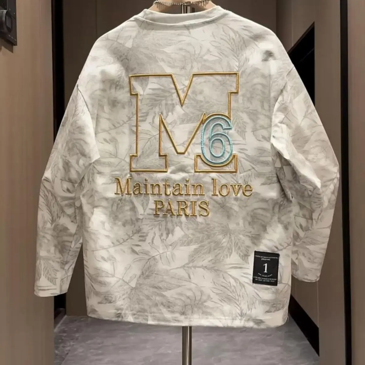 

2025 autumn new heavy industry letter embroidered sweater trendy brand versatile round neck pullover long sleeve T-shirt