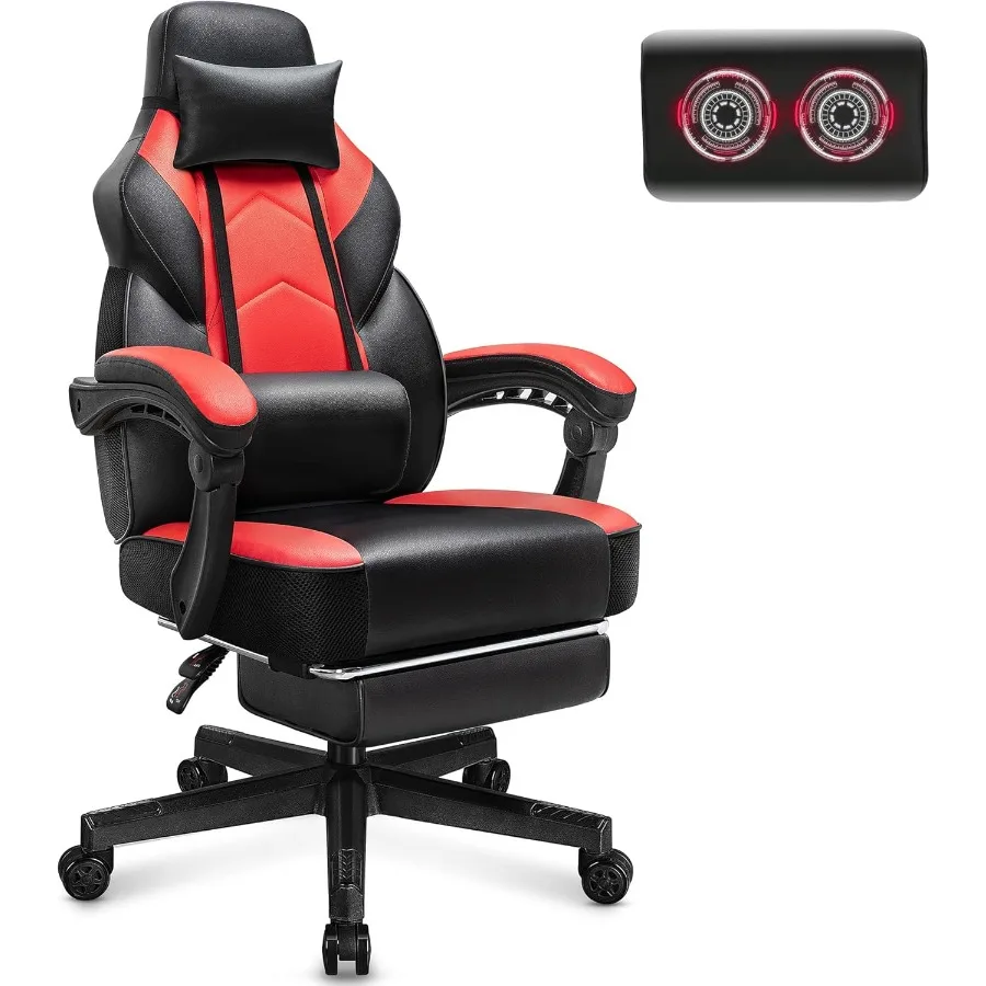 Gaming Chair with Footrest Video Game Chair for Adults Big and Tall Computer Chair with Massage Lumbar Support 330lb Weight Cap
