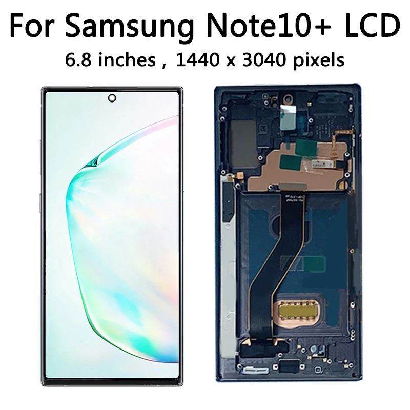OLED Quality for Samsung Note10+ N975F Lcd Display Touch Screen with Frame Fingerprints For Samsung Note 10 Plus Display