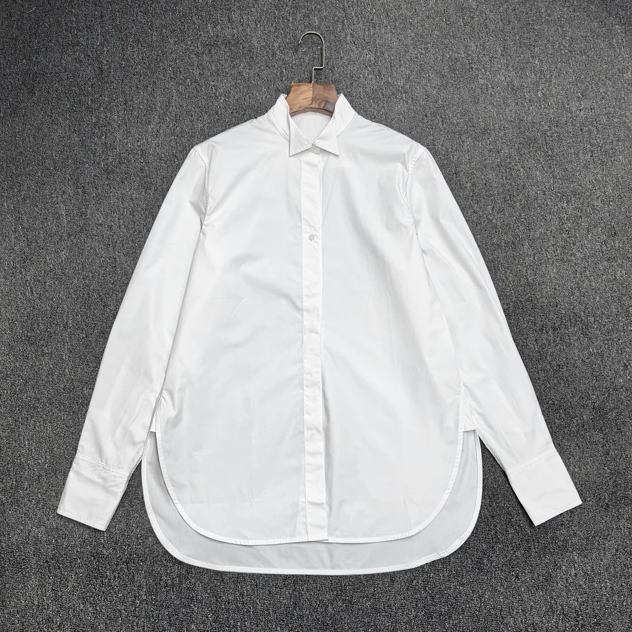 Maxdutti Camicia bianca da frac per donna Primavera/Estate 2025 Camicia in cotone minimalista Pendolarismo Camicetta a maniche lunghe Donna Top