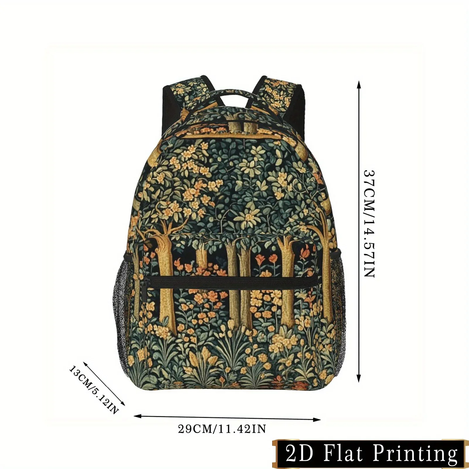 Custom Custom Forest Flower Print Pattern, Shoulder Strap And Waist Protection Design Backpack, Fashionable IPad Laptop Bag