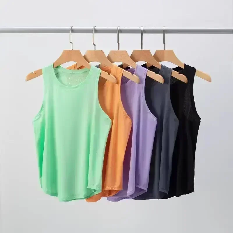 

Lemon Gym Women Sport Tank Top T-shirt Short Yoga Shirt Vest Loose-fitting Blouse Sweat-absorbing Quick-drying Round Neck
